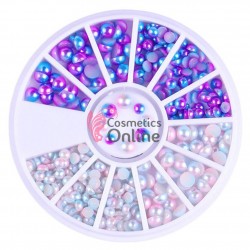 Carusel 3D pentru unghii C072 cu perlute Roz - Mov cu Reflexii de 3 - 4mm